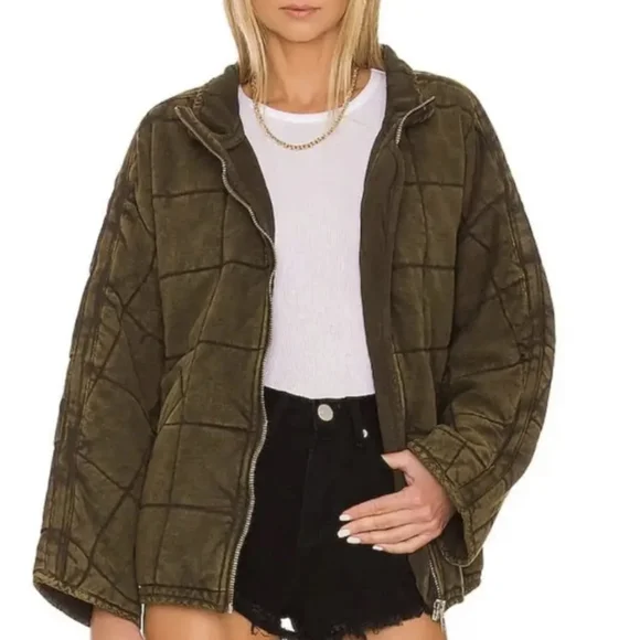 NWT Free People Dolman Quilted Jacket Dusted Military Size Medium - Picture 2 of 9